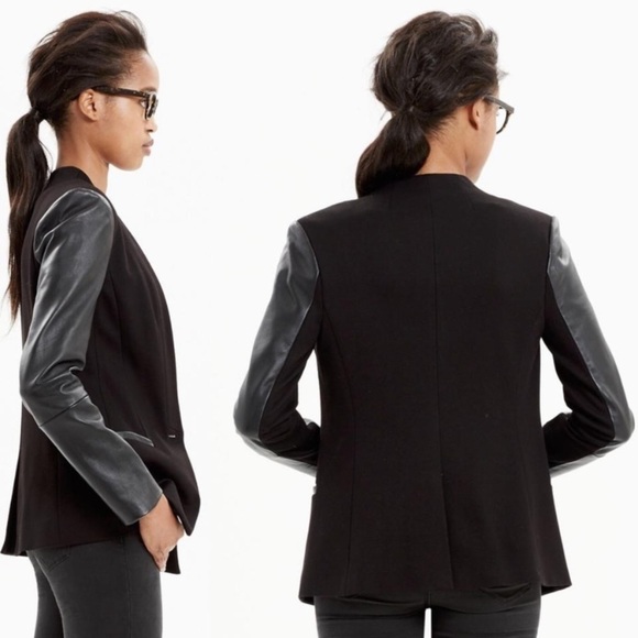 Madewell Genuine Leather-Sleeves Blazers Jacket in Black
Style B1655 - Picture 2 of 9